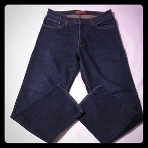 Men's dark wash loose straight Arizona jeans 33x32